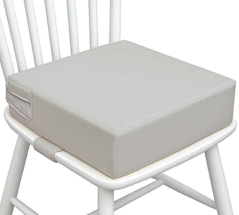 AAAini Toddler Booster Seat for Dining Table – PU Washable Cushion with Double Safe Straps, Non-Slip Bottom, Portable Travel Booster Seat for Toddlers (Grey) - Image 2